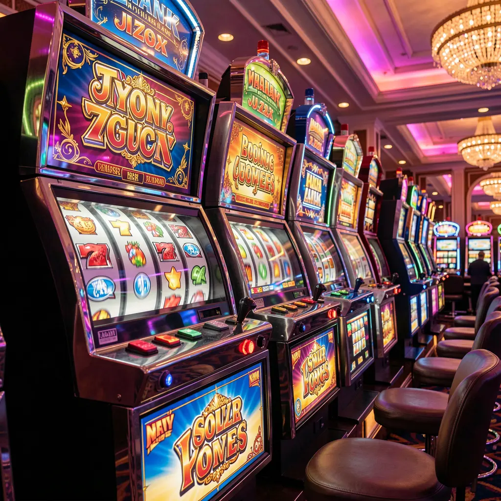 6NNN – Discover a wide selection of exciting slot games in Bangladesh Close up view of modern slot machines with bright digital reels and casino lights showcasing the immersive slot gaming experience at 6NNN for players in Bangladesh